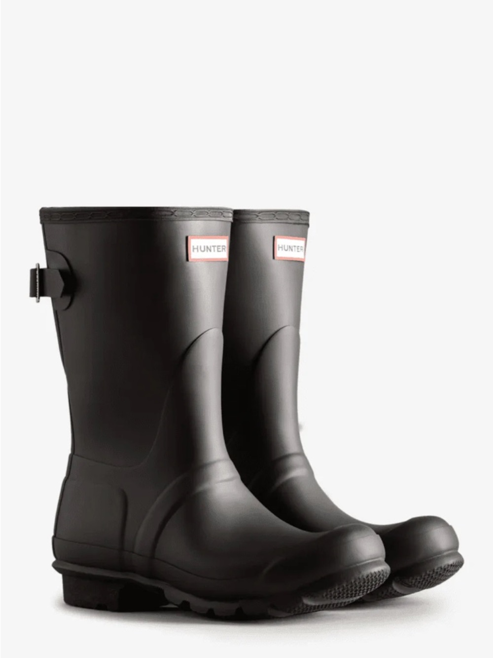 Hunter Matte Black Mid-Calf Rain Boots with liners